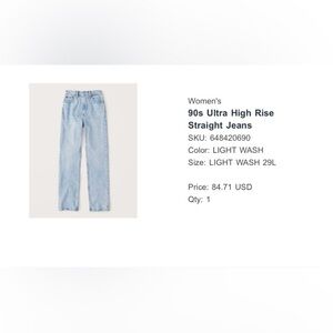 Abercrombie The 90’s Straight Ultra High Rise Jeans
